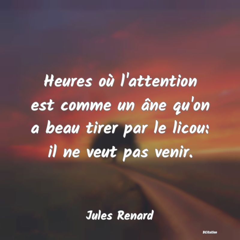 image de citation: Heures où l'attention est comme un âne qu'on a beau tirer par le licou: il ne veut pas venir.