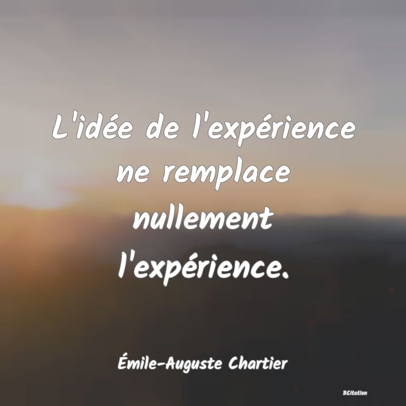 image de citation: L'idée de l'expérience ne remplace nullement l'expérience.