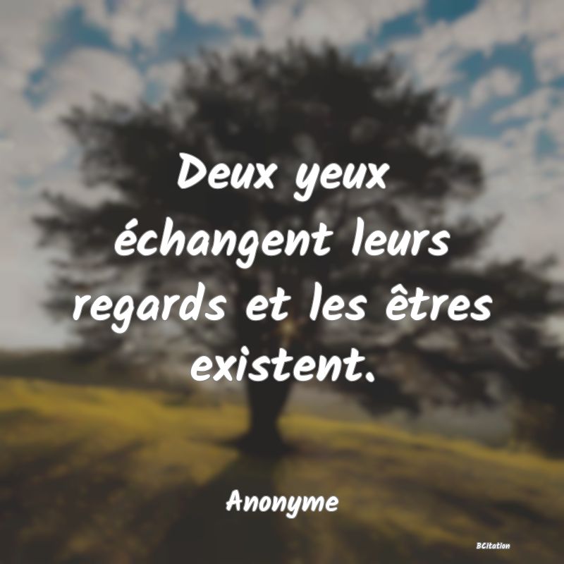 image de citation: Deux yeux échangent leurs regards et les êtres existent.