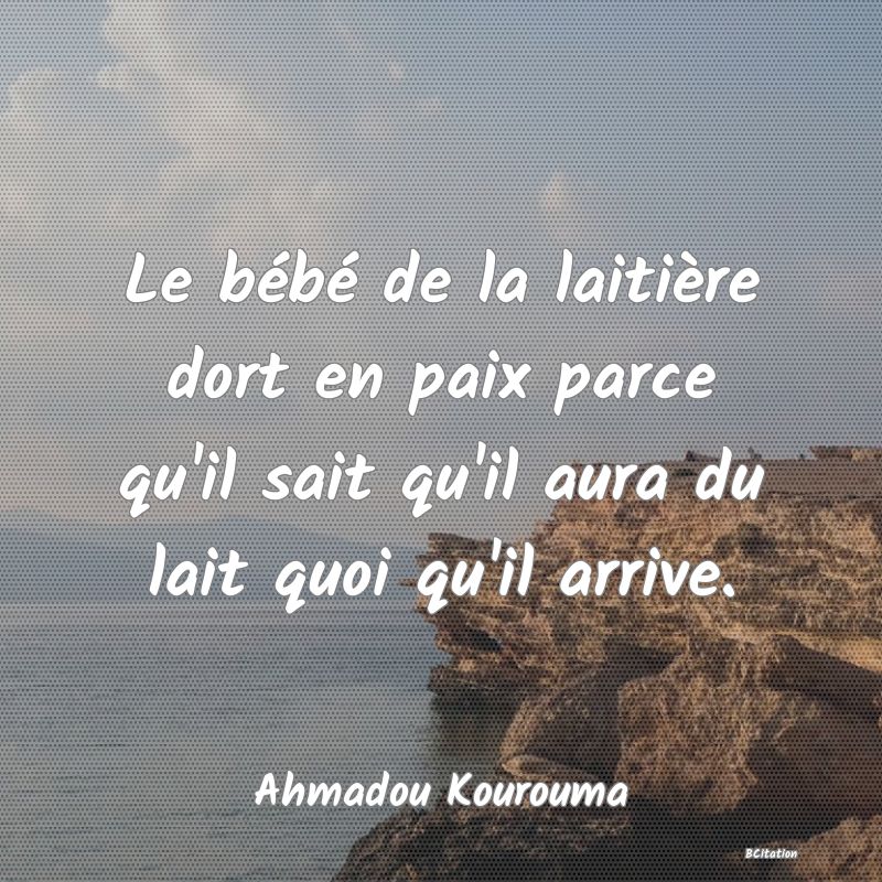 Belle Citation - Le bébé de la laitière dort en paix parce qu'il sait qu'il aura du lait quoi qu'il arrive. - Ahmadou Kourouma