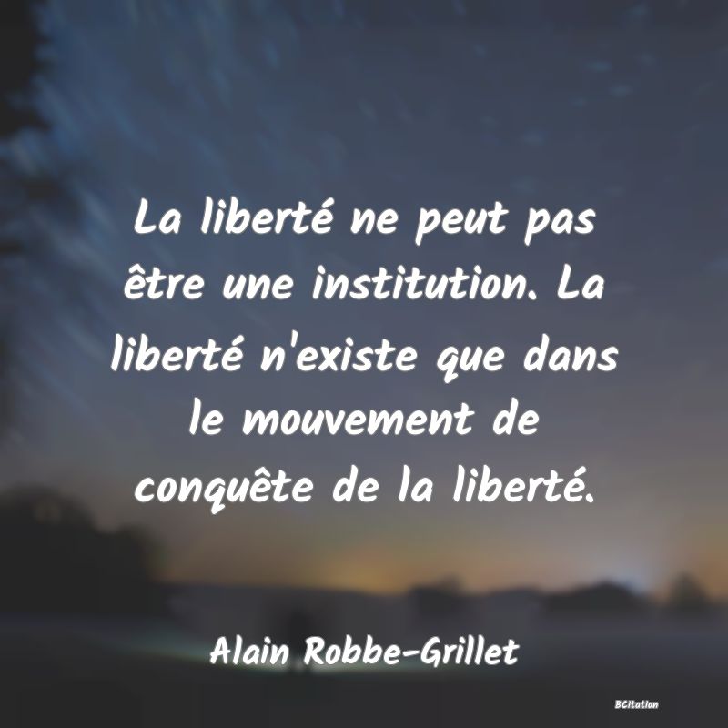 image de citation: La liberté ne peut pas être une institution. La liberté n'existe que dans le mouvement de conquête de la liberté.