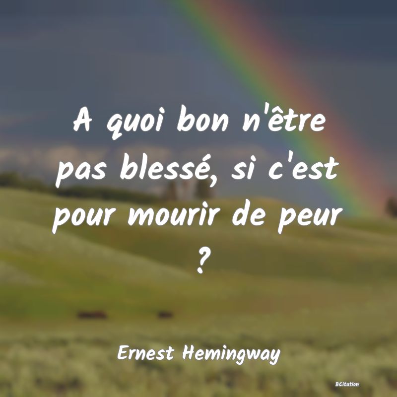 image de citation: A quoi bon n'être pas blessé, si c'est pour mourir de peur ?