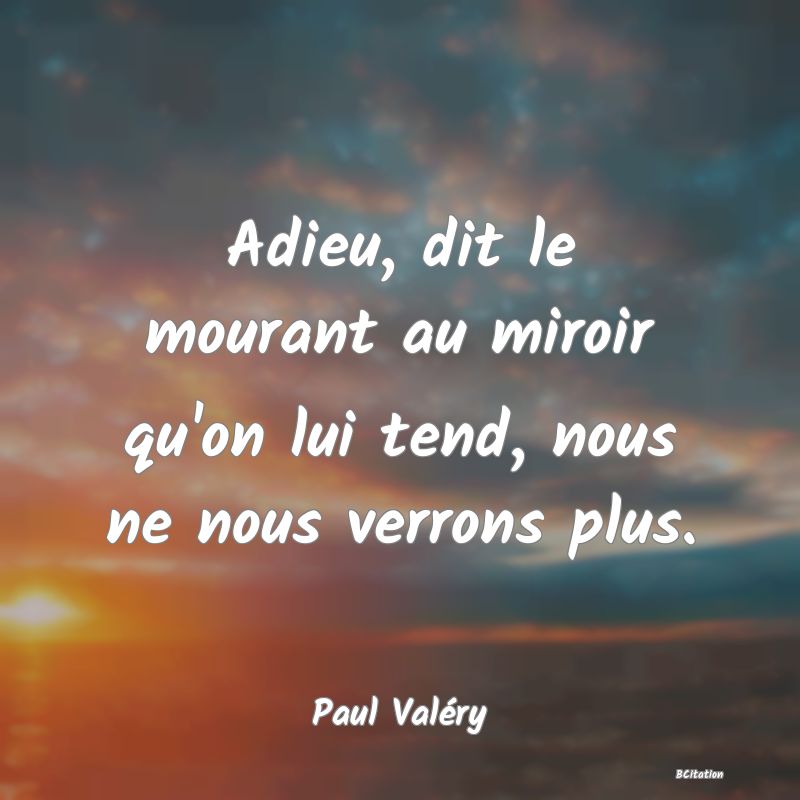 image de citation: Adieu, dit le mourant au miroir qu'on lui tend, nous ne nous verrons plus.