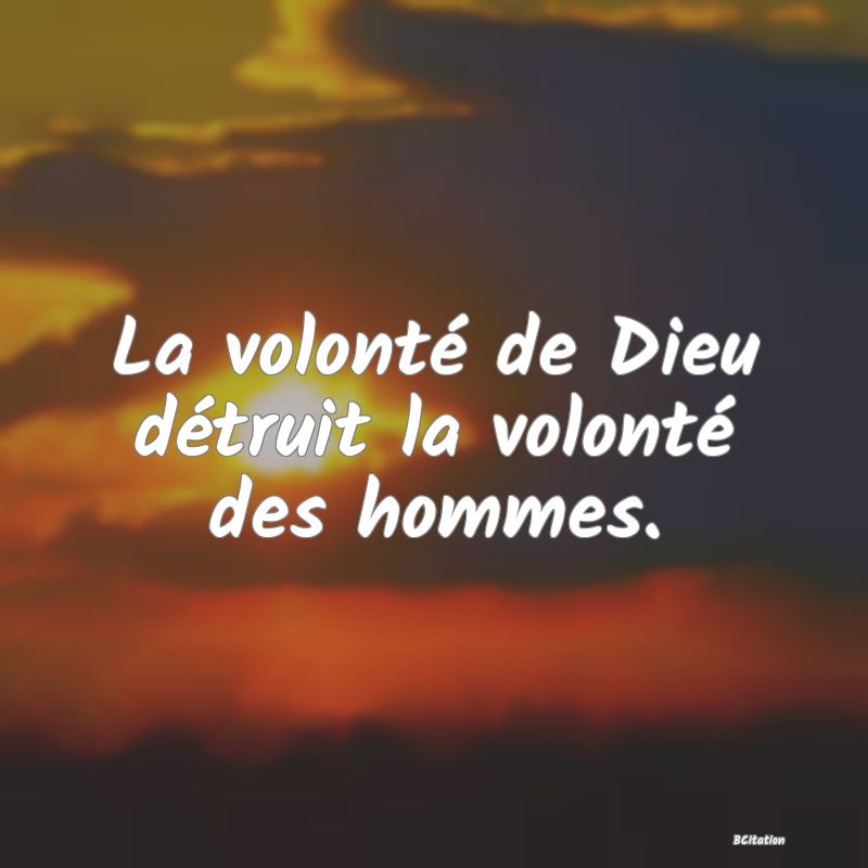 Belle Citation - La volonté de Dieu détruit la volonté des hommes. - 