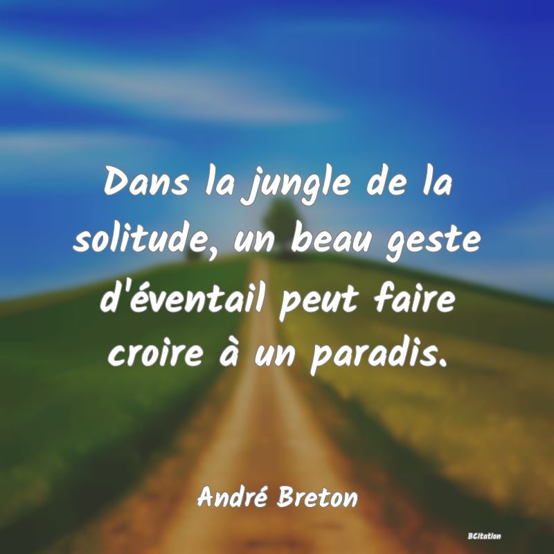 image de citation: Dans la jungle de la solitude, un beau geste d'éventail peut faire croire à un paradis.