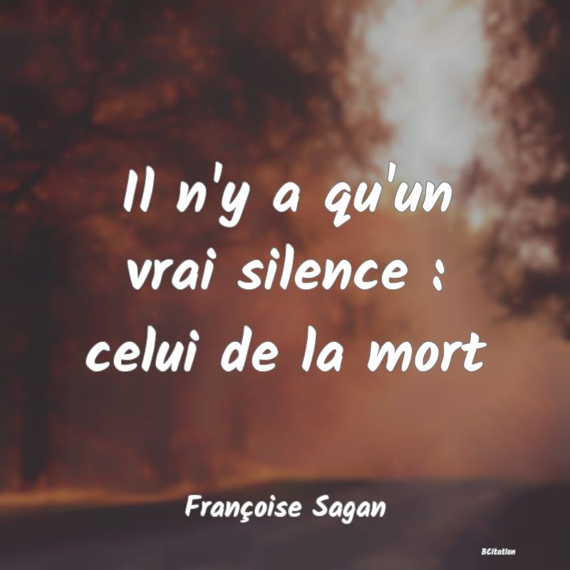 Belle Citation - Il n'y a qu'un vrai silence : celui de la mort - Françoise Sagan