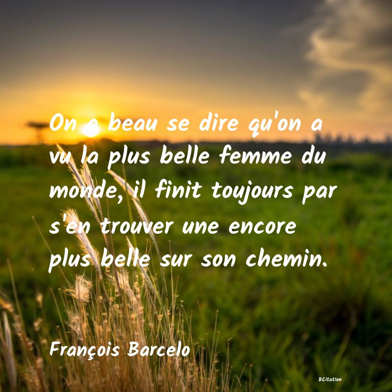 image de citation: On a beau se dire qu'on a vu la plus belle femme du monde, il finit toujours par s'en trouver une encore plus belle sur son chemin.