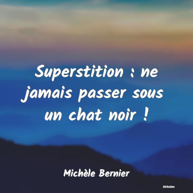 Belle Citation - Superstition : ne jamais passer sous un chat noir ! - Michèle Bernier