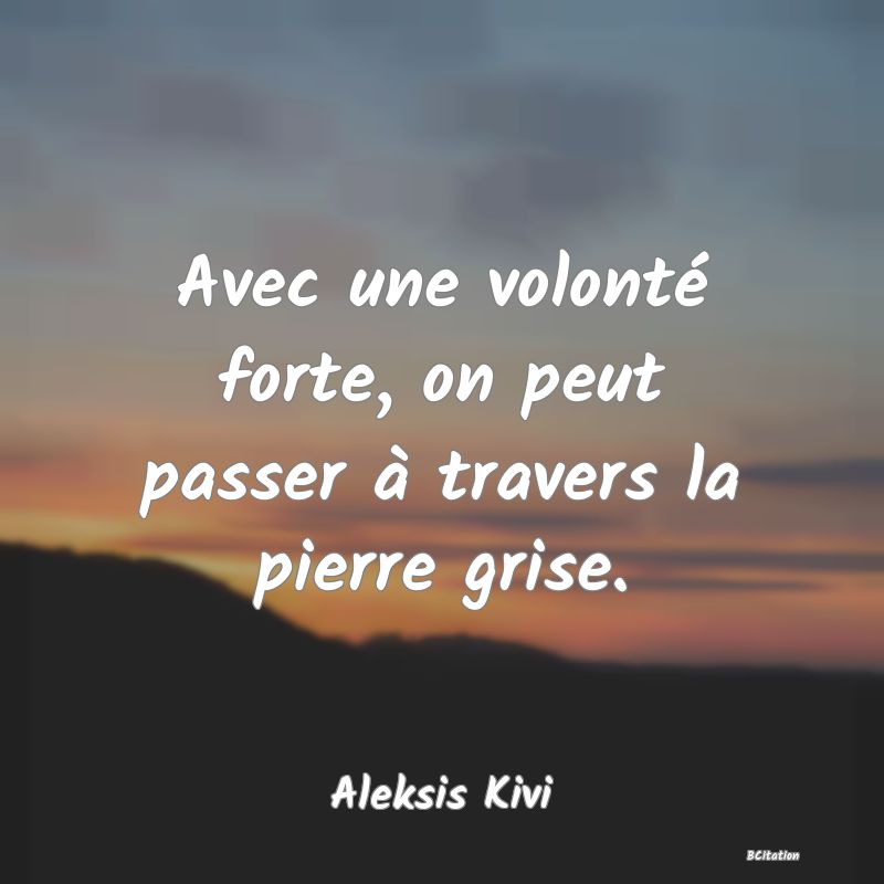 image de citation: Avec une volonté forte, on peut passer à travers la pierre grise.