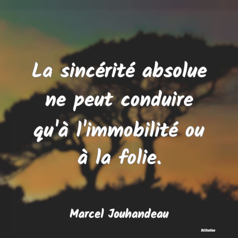 image de citation: La sincérité absolue ne peut conduire qu'à l'immobilité ou à la folie.