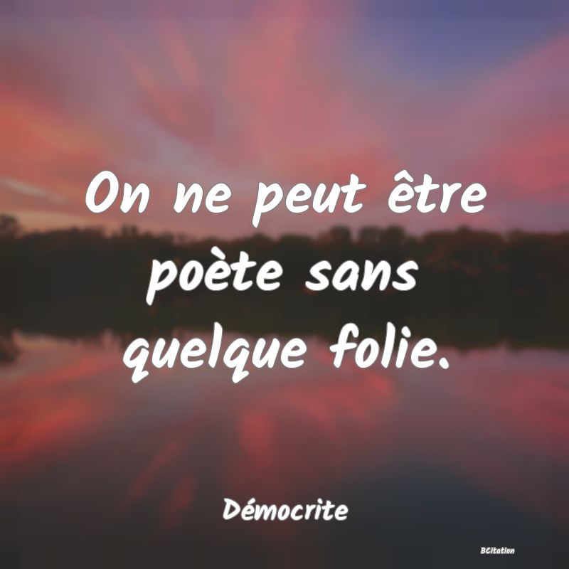 Belle Citation - On ne peut être poète sans quelque folie. - Démocrite