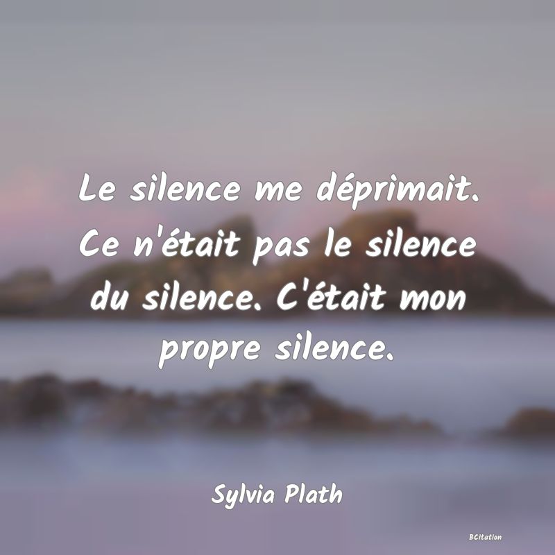 image de citation: Le silence me déprimait. Ce n'était pas le silence du silence. C'était mon propre silence.