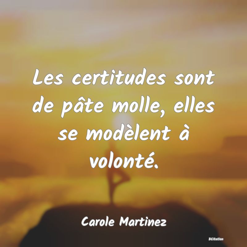 image de citation: Les certitudes sont de pâte molle, elles se modèlent à volonté.