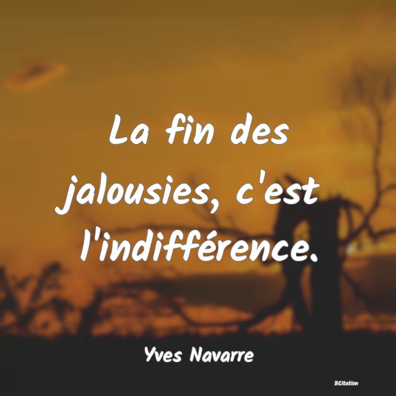 image de citation: La fin des jalousies, c'est l'indifférence.