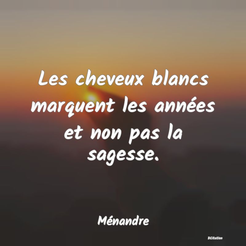 image de citation: Les cheveux blancs marquent les années et non pas la sagesse.