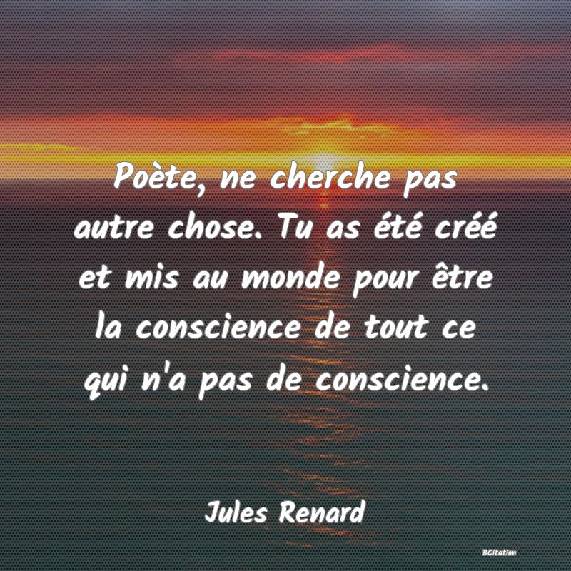 image de citation: Poète, ne cherche pas autre chose. Tu as été créé et mis au monde pour être la conscience de tout ce qui n'a pas de conscience.