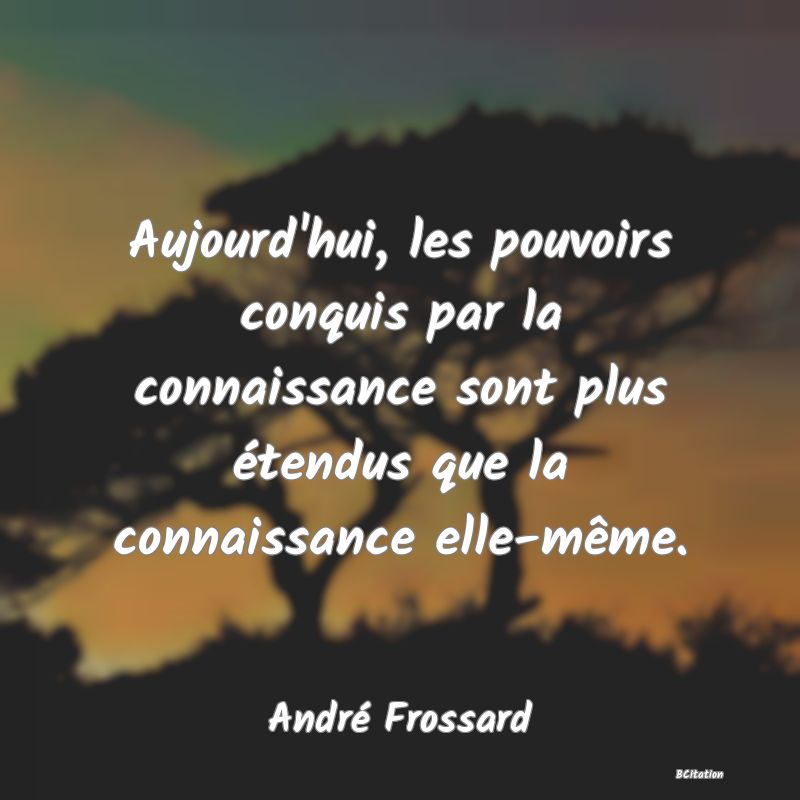 Belle Citation - Aujourd'hui, les pouvoirs conquis par la connaissance sont plus étendus que la connaissance elle-même. - André Frossard