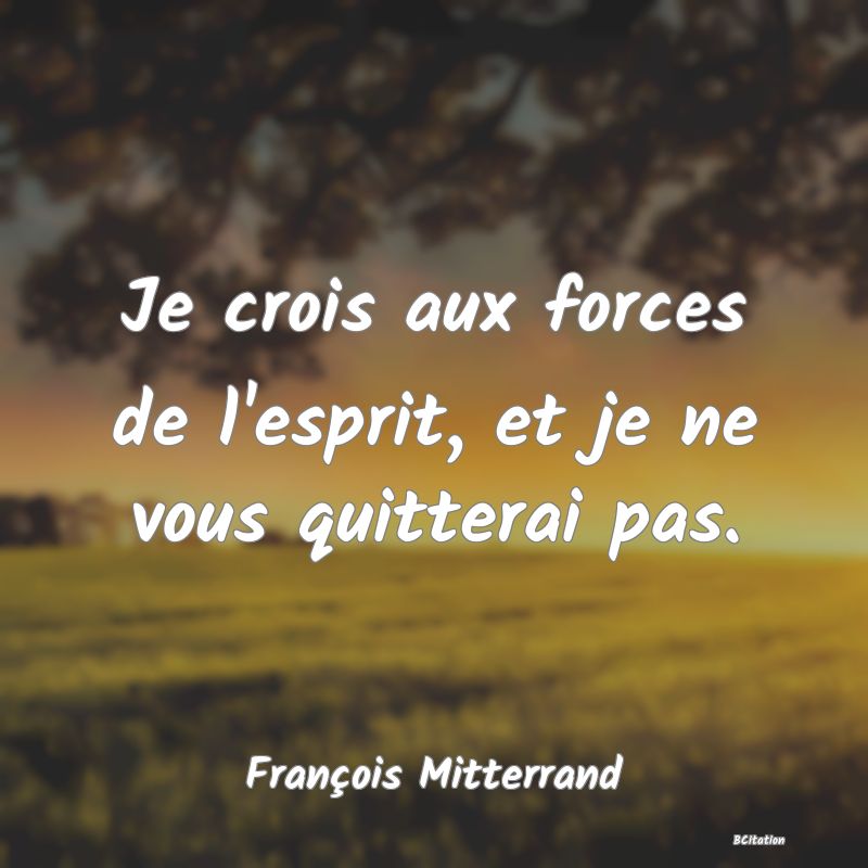 image de citation: Je crois aux forces de l'esprit, et je ne vous quitterai pas.