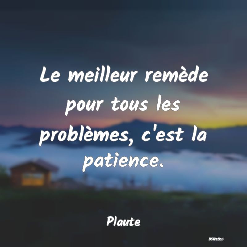 image de citation: Le meilleur remède pour tous les problèmes, c'est la patience.