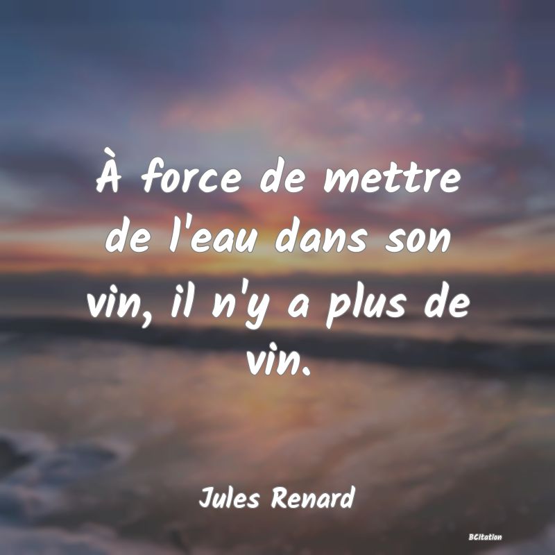 image de citation: À force de mettre de l'eau dans son vin, il n'y a plus de vin.