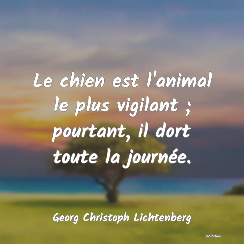 image de citation: Le chien est l'animal le plus vigilant ; pourtant, il dort toute la journée.