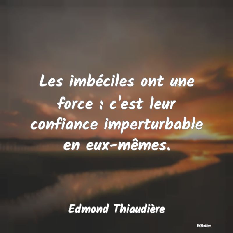 image de citation: Les imbéciles ont une force : c'est leur confiance imperturbable en eux-mêmes.