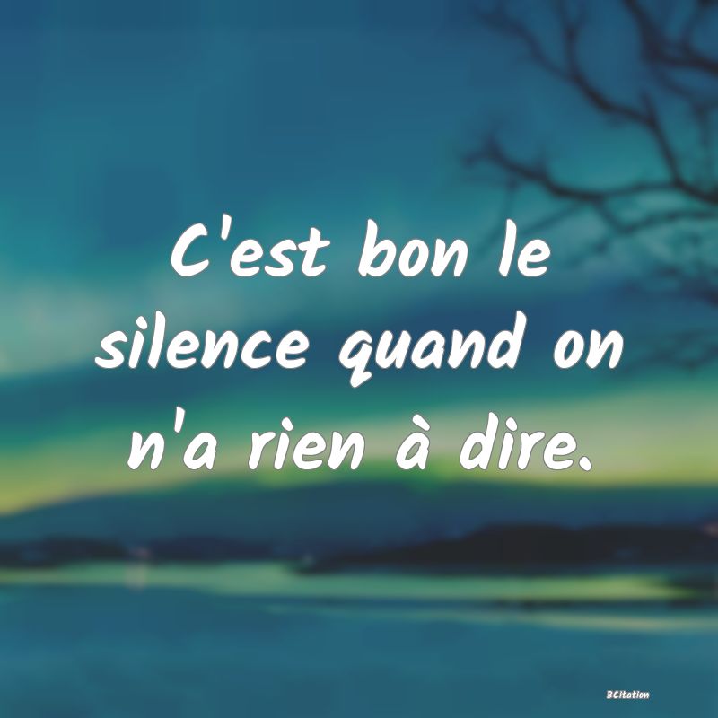 image de citation: C'est bon le silence quand on n'a rien à dire.