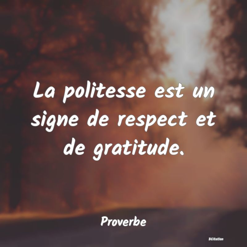 image de citation: La politesse est un signe de respect et de gratitude.