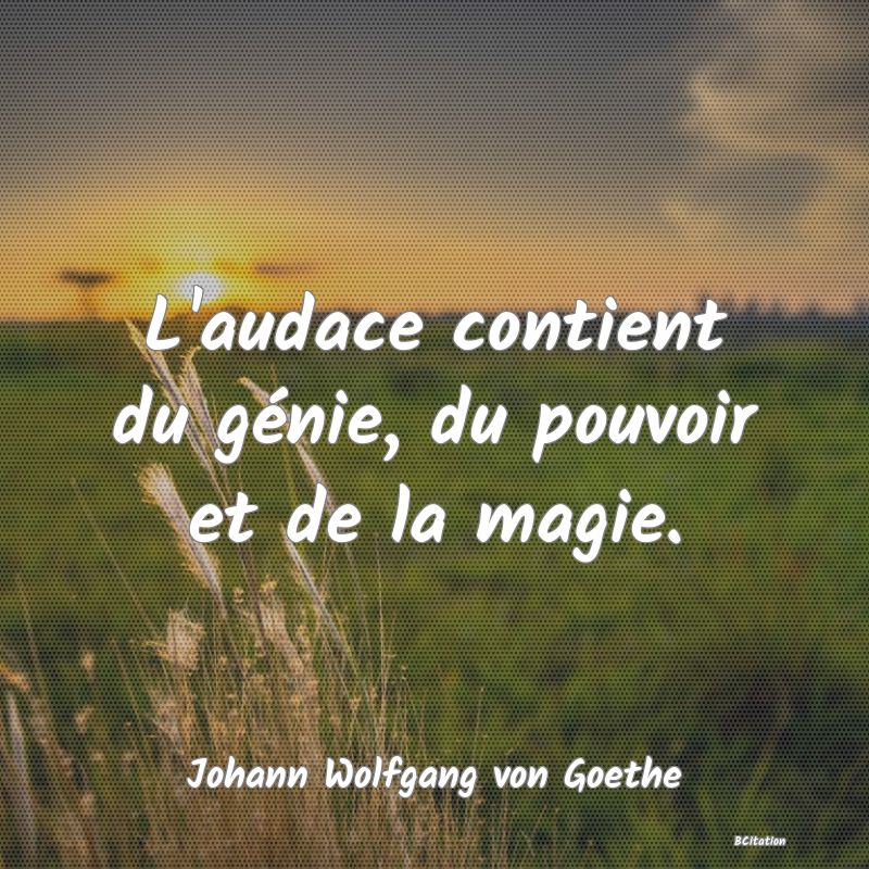 Belle Citation - L'audace contient du génie, du pouvoir et de la magie. - Johann Wolfgang von Goethe
