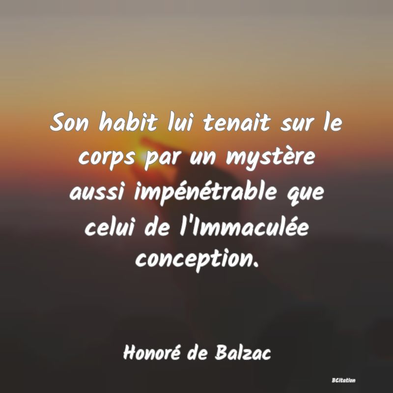 image de citation: Son habit lui tenait sur le corps par un mystère aussi impénétrable que celui de l'Immaculée conception.