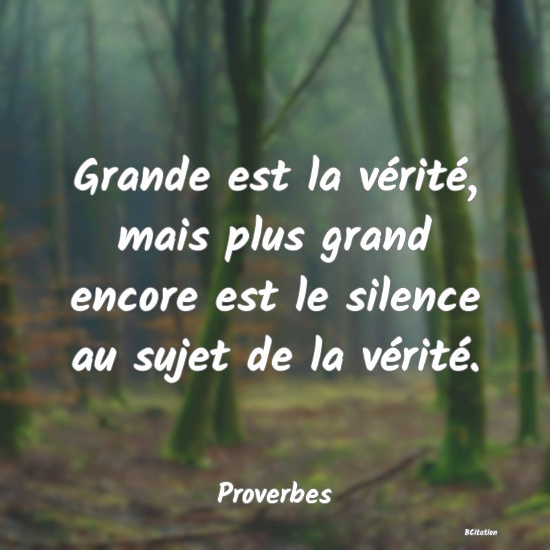 image de citation: Grande est la vérité, mais plus grand encore est le silence au sujet de la vérité.