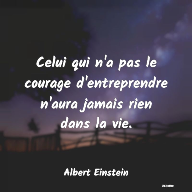 image de citation: Celui qui n'a pas le courage d'entreprendre n'aura jamais rien dans la vie.