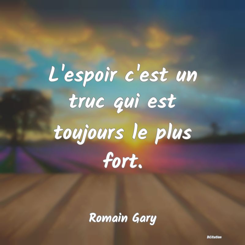 image de citation: L'espoir c'est un truc qui est toujours le plus fort.