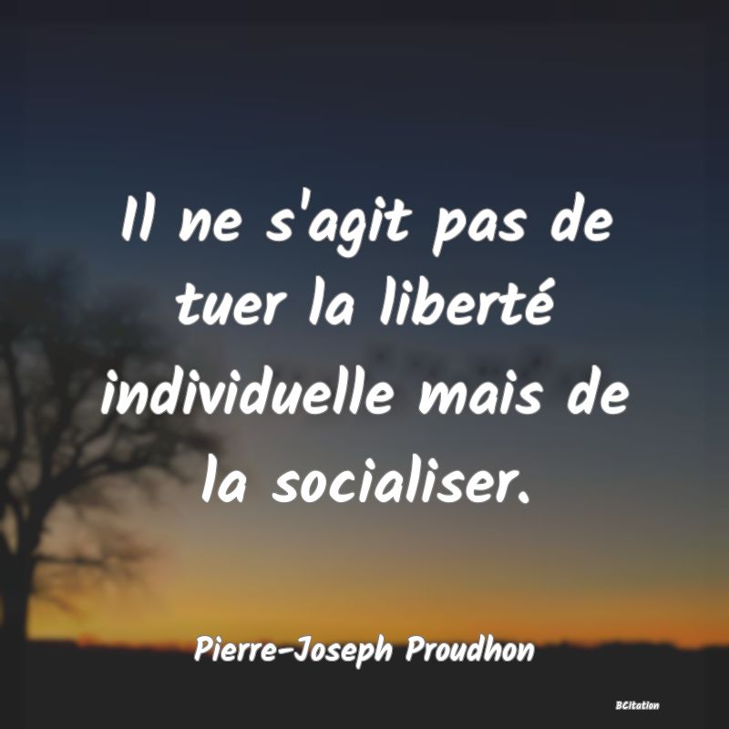 image de citation: Il ne s'agit pas de tuer la liberté individuelle mais de la socialiser.