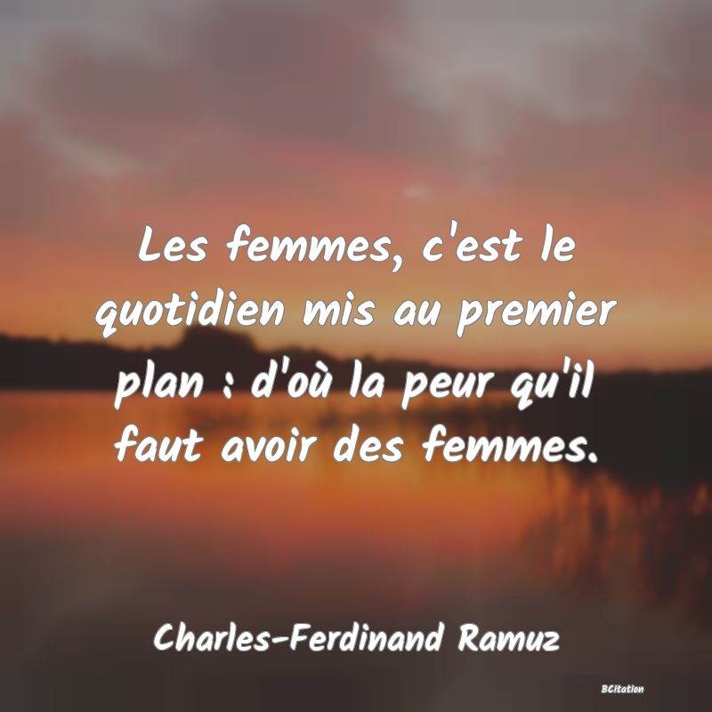 image de citation: Les femmes, c'est le quotidien mis au premier plan : d'où la peur qu'il faut avoir des femmes.