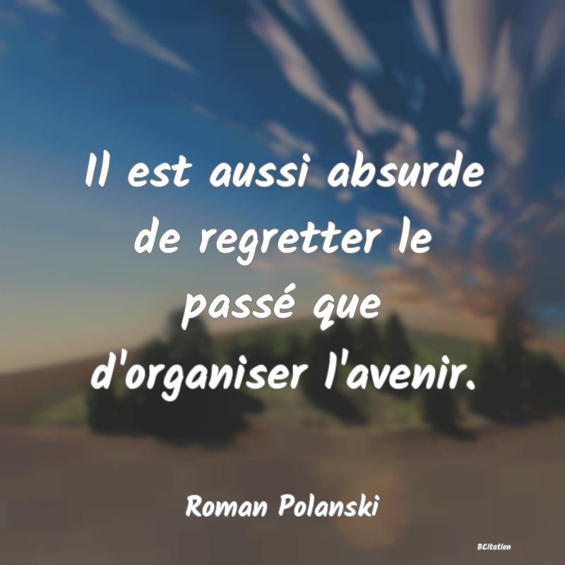 image de citation: Il est aussi absurde de regretter le passé que d'organiser l'avenir.