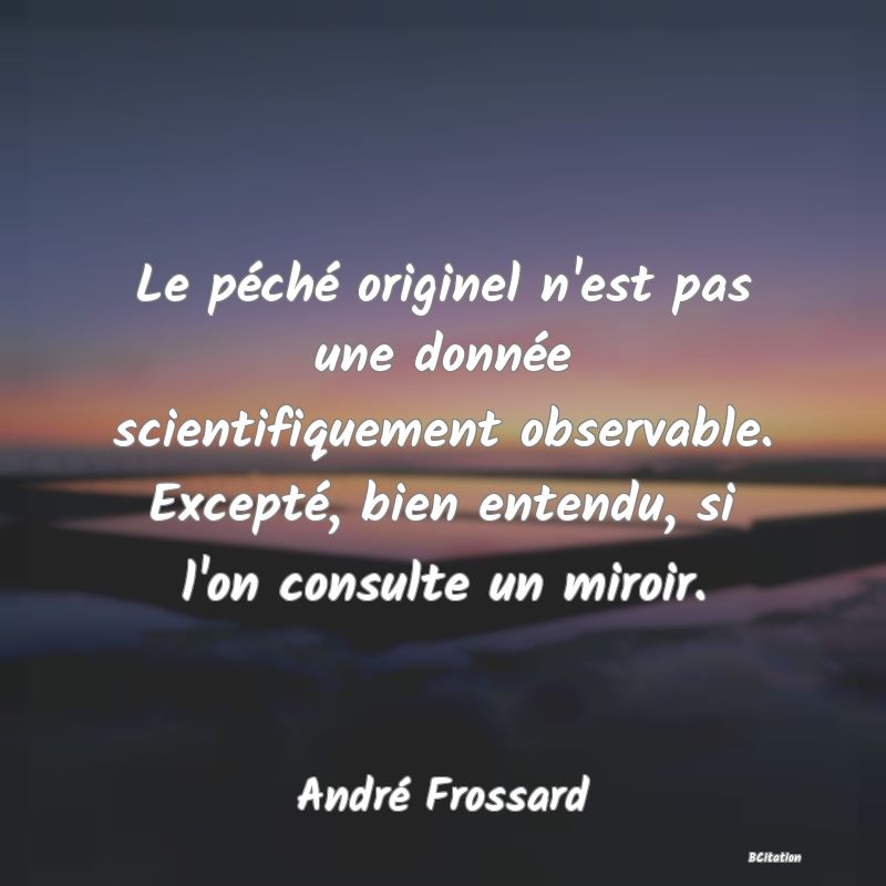 image de citation: Le péché originel n'est pas une donnée scientifiquement observable. Excepté, bien entendu, si l'on consulte un miroir.