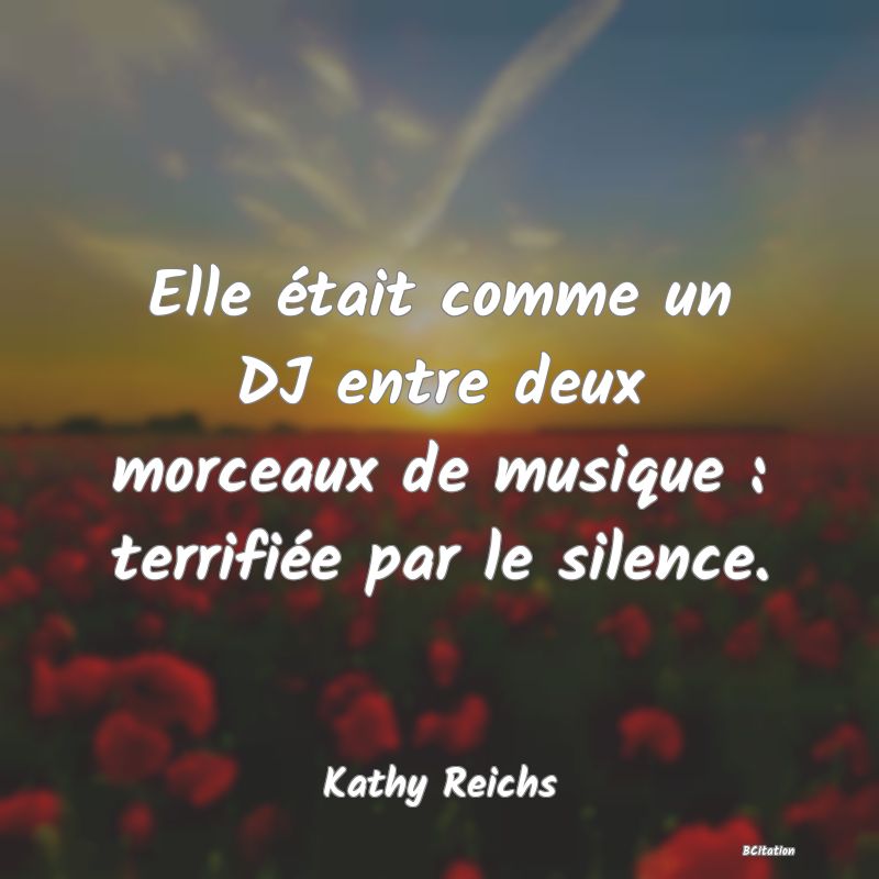 image de citation: Elle était comme un DJ entre deux morceaux de musique : terrifiée par le silence.