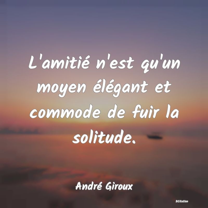 image de citation: L'amitié n'est qu'un moyen élégant et commode de fuir la solitude.