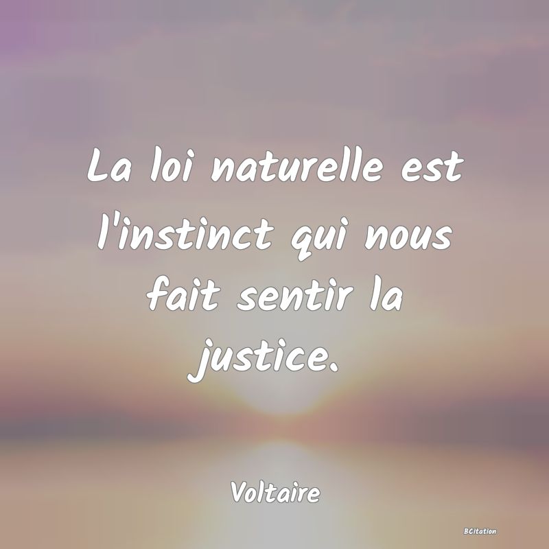 image de citation: La loi naturelle est l'instinct qui nous fait sentir la justice.