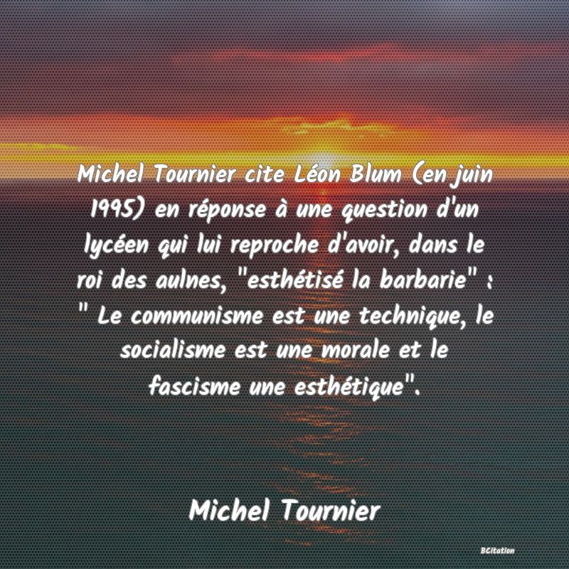 Belle Citation - Michel Tournier cite Léon Blum (en juin 1995) en réponse à une question d'un lycéen qui lui reproche d'avoir, dans le roi des aulnes, 
