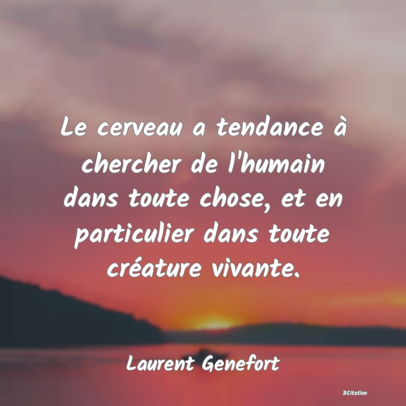 image de citation: Le cerveau a tendance à chercher de l'humain dans toute chose, et en particulier dans toute créature vivante.