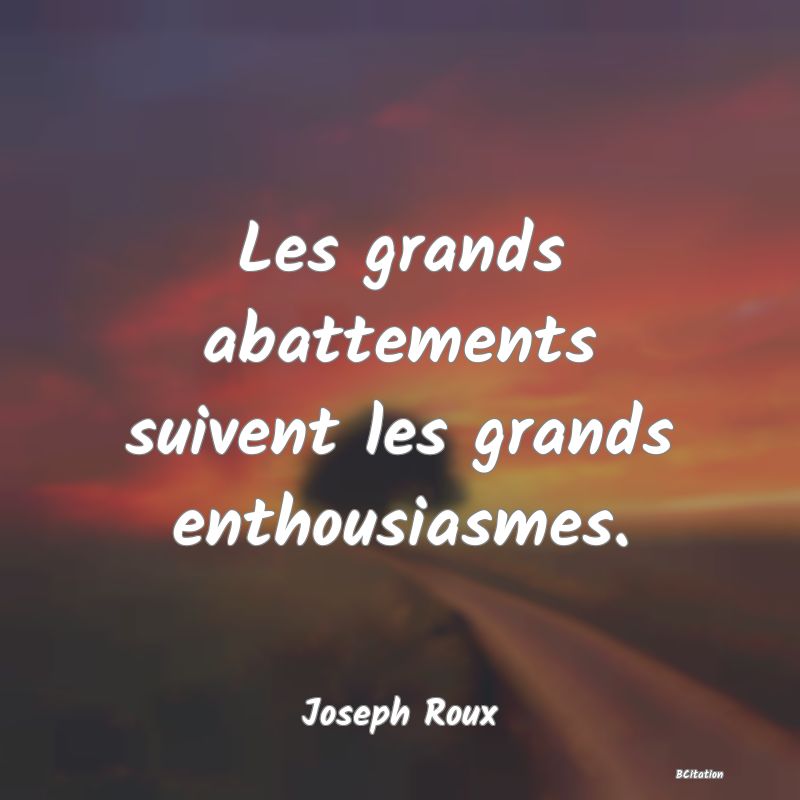 image de citation: Les grands abattements suivent les grands enthousiasmes.