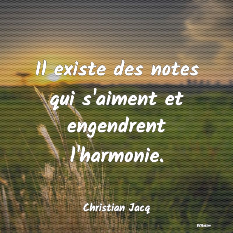 Belle Citation - Il existe des notes qui s'aiment et engendrent l'harmonie. - Christian Jacq
