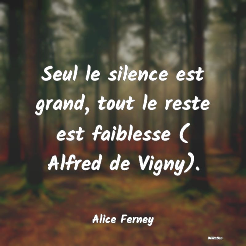 image de citation: Seul le silence est grand, tout le reste est faiblesse ( Alfred de Vigny).