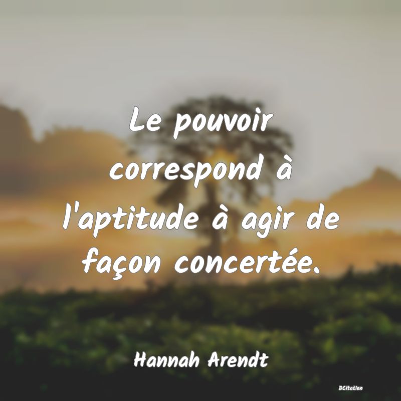 image de citation: Le pouvoir correspond à l'aptitude à agir de façon concertée.