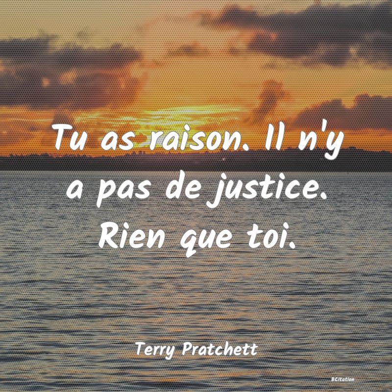 image de citation: Tu as raison. Il n'y a pas de justice. Rien que toi.