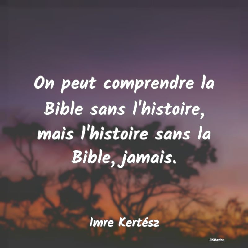 image de citation: On peut comprendre la Bible sans l'histoire, mais l'histoire sans la Bible, jamais.