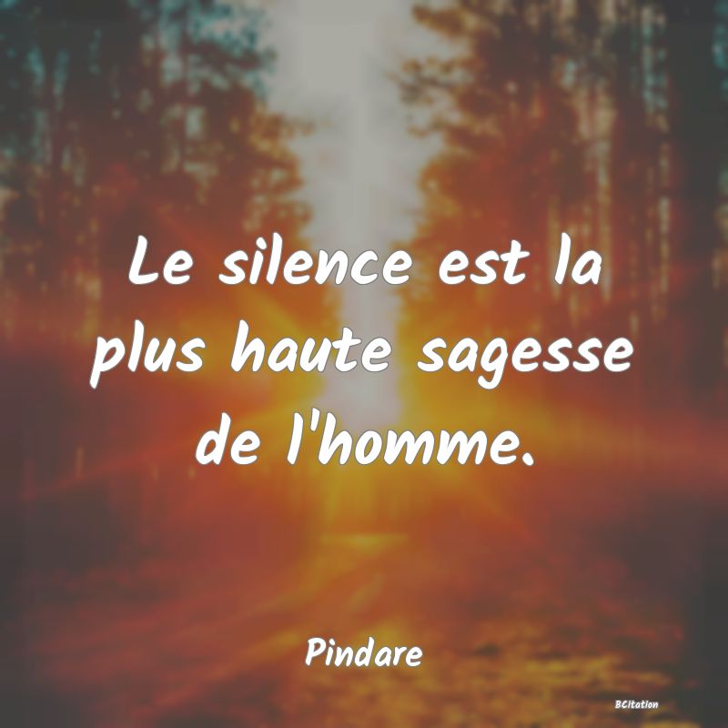 Belle Citation - Le silence est la plus haute sagesse de l'homme. - Pindare