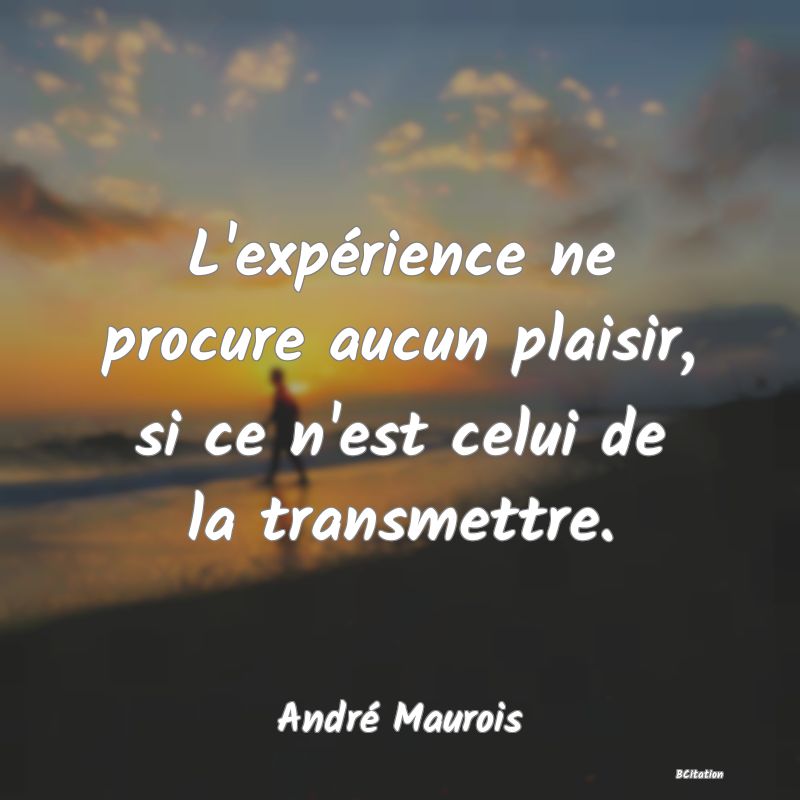 image de citation: L'expérience ne procure aucun plaisir, si ce n'est celui de la transmettre.